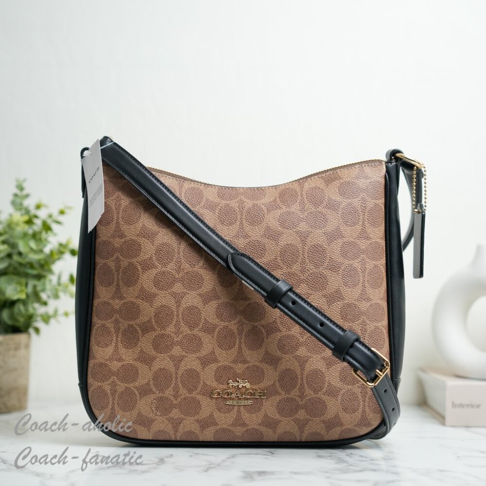 Coach CZ177 Ellie File Bag In Signature Canvas Tan/Black